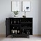 Merrick Lane Aloise Bar and Sideboard with Storage Cabinet, Hanging Stemware Holders and Bottle Storage